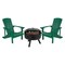 Flash Furniture 2 Green Adirondack Chairs & Star and Moon Fire Pit JJ-C145012-32D-GRN-GG - alternate 6